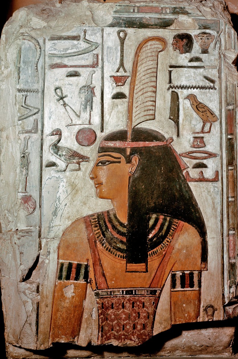 Egyptin taide: Sethi I:n hauta (KV 17). Maat, totuuden ja oikeuden ja hieroglyfien jumalatar tekijältä Egyptian 19th Dynasty