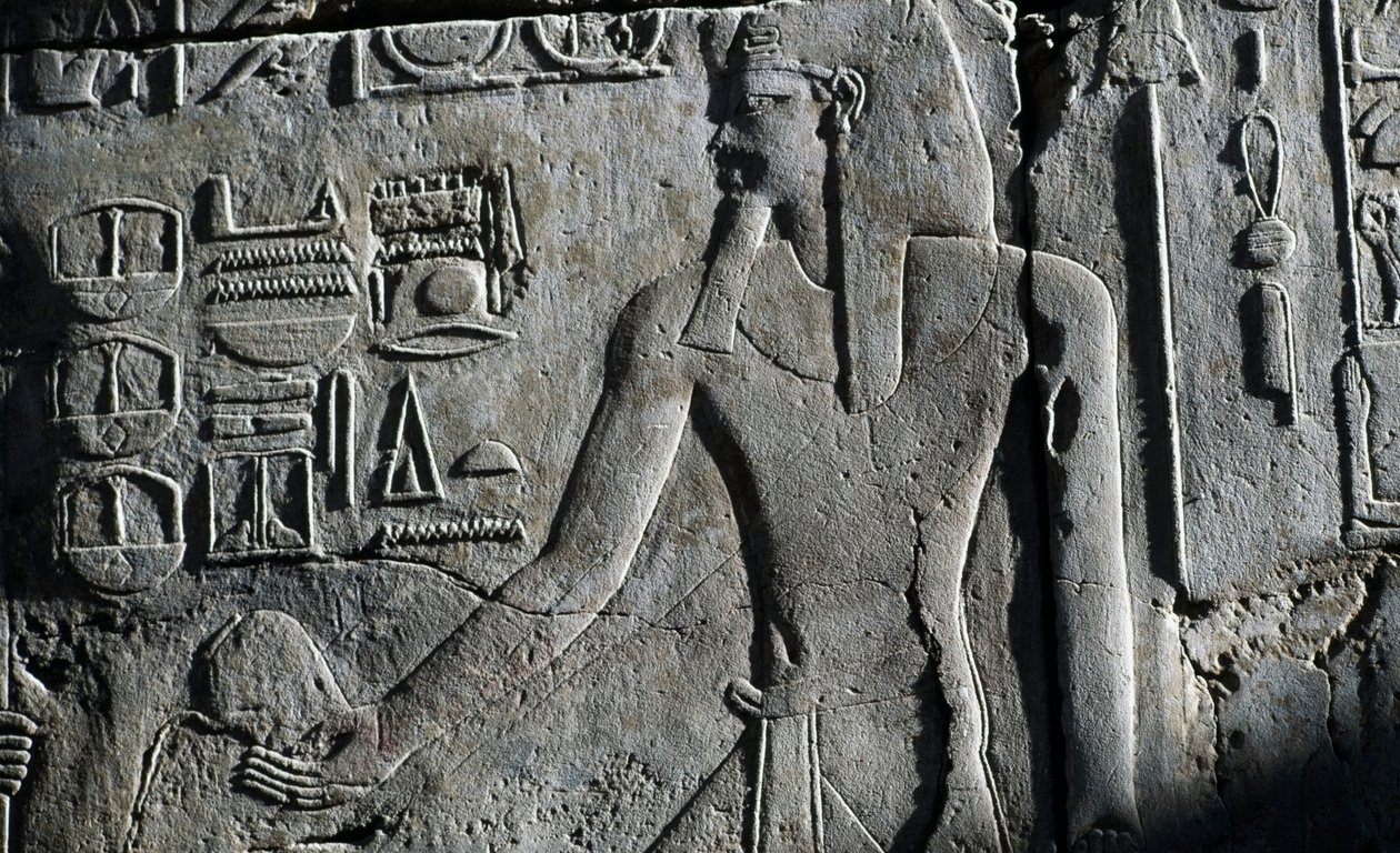 Bas-reliefi, Luxorin temppeli, Luxor, Thebes (Unescon maailmanperintökohde). tekijältä Egyptian 19th Dynasty