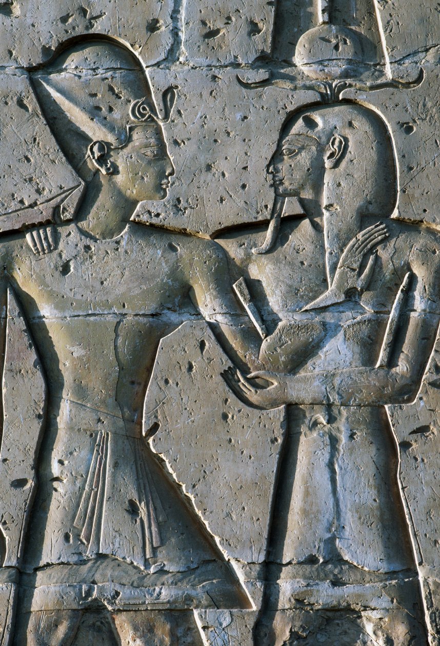 Faaraota esittävä reliefi, Seti I:n temppeli tai Abydoksen suuri temppeli, Abydos, Egypti, Egyptin sivilisaatio, Uusi valtakunta, XIX dynastia. tekijältä Egyptian 19th Dynasty
