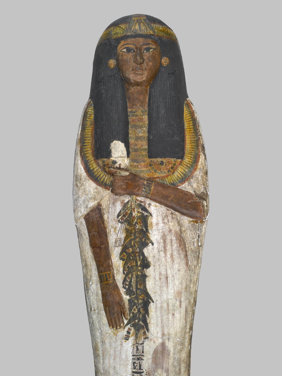 House of the Lady, Weretwahset, arkku, uudelleenkirjoitettu Bensuipetille, löydetty Thebesistä, Uudesta kuningaskunnasta, noin 1292-1190 eKr. (maalattu puu) (293508:n yksityiskohta) tekijältä Egyptian 19th Dynasty
