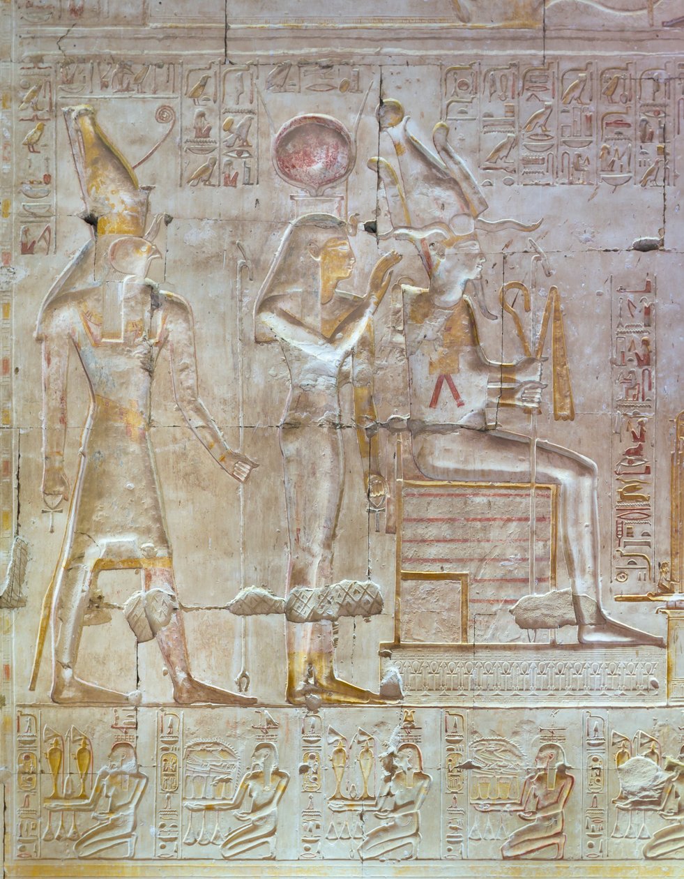 Värillinen kohokuvio, Seti I:n temppeli, Abydos, Egypti tekijältä Egyptian 19th Dynasty