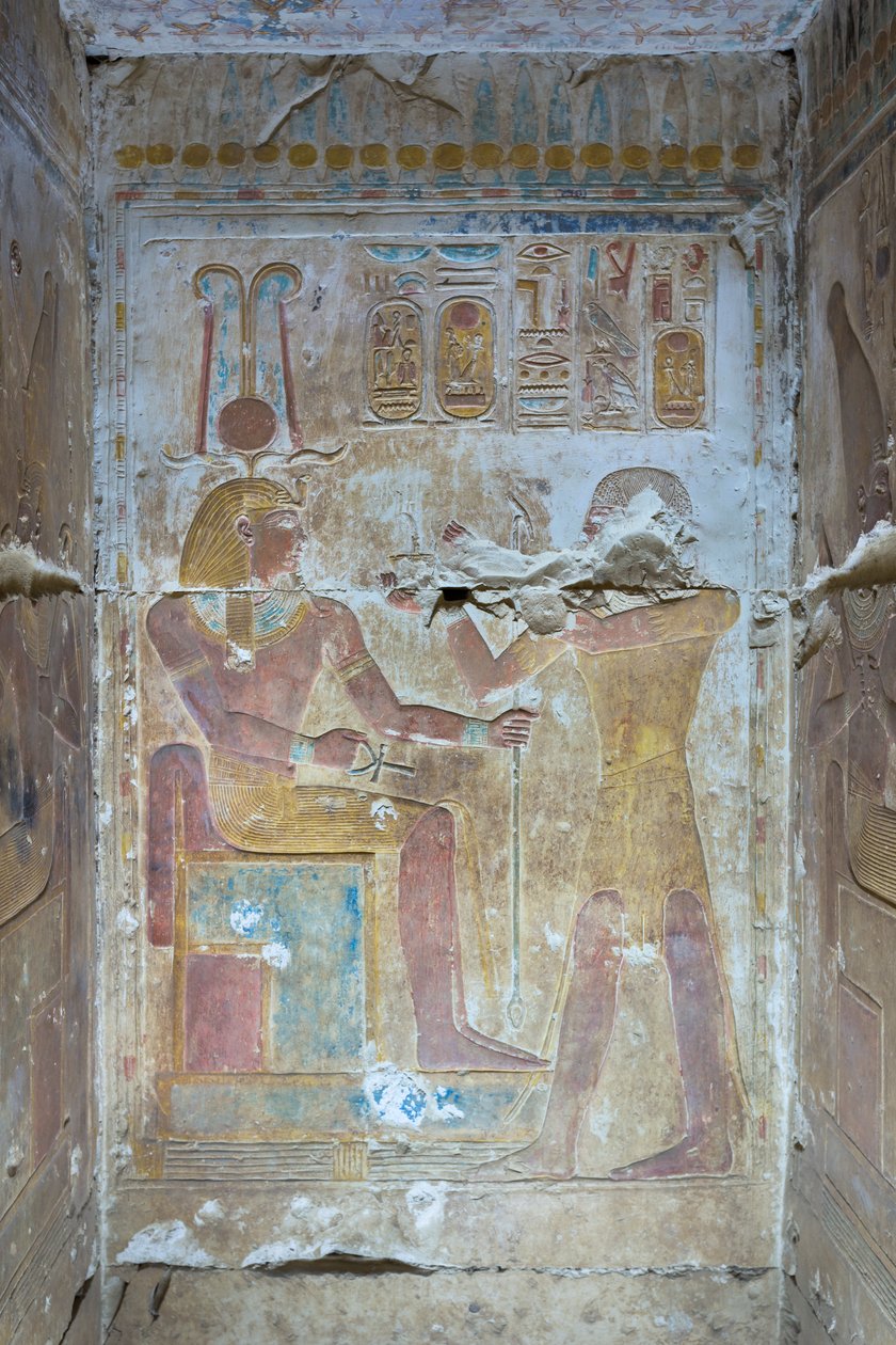 Relevo colorido, templo de Seti I, Abydos, Egyptfinnish tekijältä Egyptian 19th Dynasty