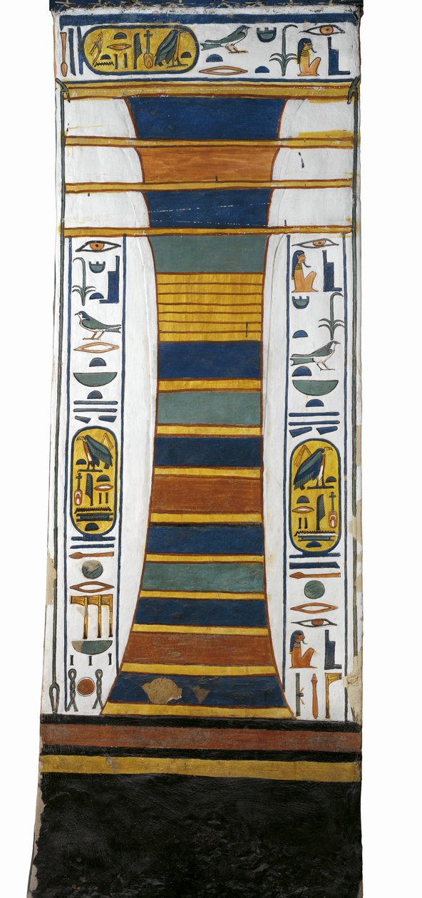 Egypti, Thebes, Luxor, Kuningattaren laakso, Nefertarin hauta, Osiriksen selkäranka edustava Djed-pylväs, jossa on ylösnousemusluuydin, 19. dynastiasta tekijältä Egyptian 19th Dynasty