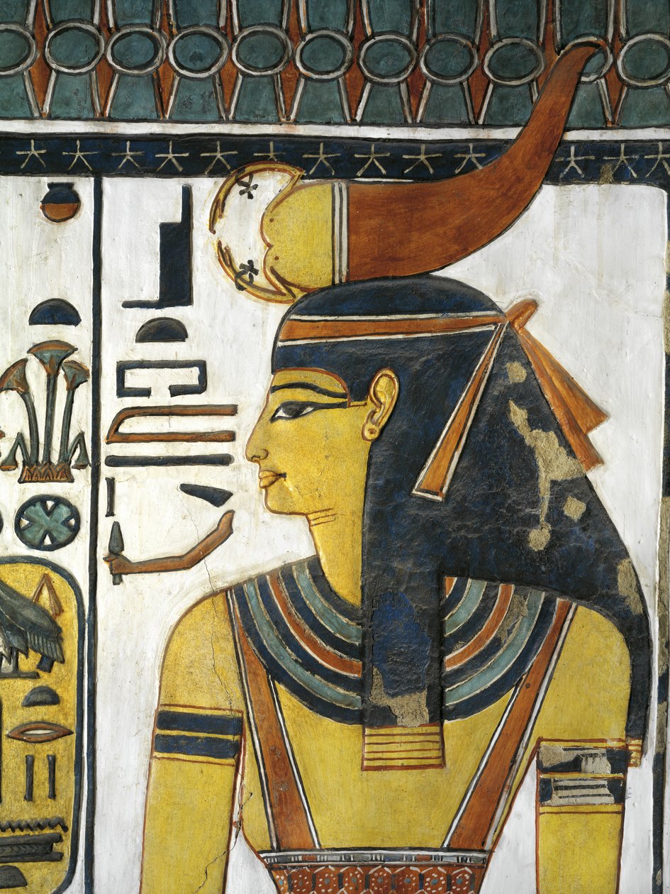 Egypti, Thebes, Luxor, Kuningattaren laakso, Nefertarin hauta, Eteinen, Seinämaalauksia, Jumalatar Selket tekijältä Egyptian 19th Dynasty