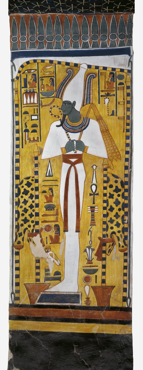 Egypti, Thebes, Luxor, Kuningattaren laakso, Nefertarin hauta, Osiriksen seinämaalaus hautakammiossa 19. dynastiasta tekijältä Egyptian 19th Dynasty