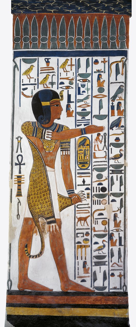 Egypti, Thebes, Luxor, Queens Valley, Nefertarin hauta, seinämaalaus jumala Horuksesta hautakammiossa 19. dynastiasta tekijältä Egyptian 19th Dynasty