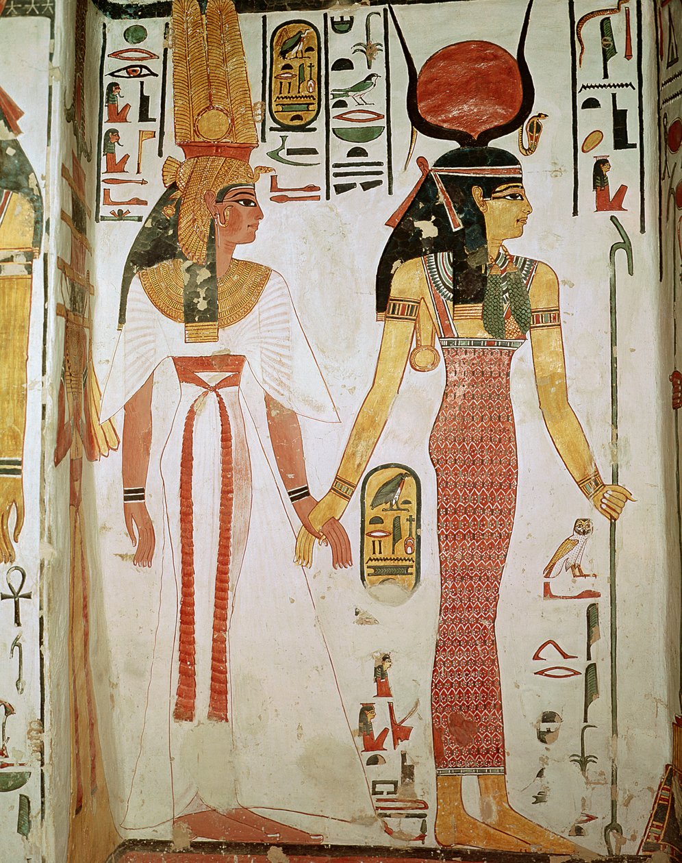 Isis ja Nefertari, Nefertarin haudasta, Uusi kuningaskunta (seinämaalaus) tekijältä Egyptian 19th Dynasty