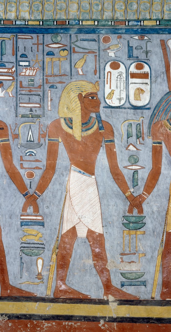 Mieshahmo, yksityiskohta freskoista Ramses I:n hautakammiossa, Kuninkaiden laakso, Luxor, Thebes (Unescon maailmanperintöluettelo) tekijältä Egyptian 19th Dynasty