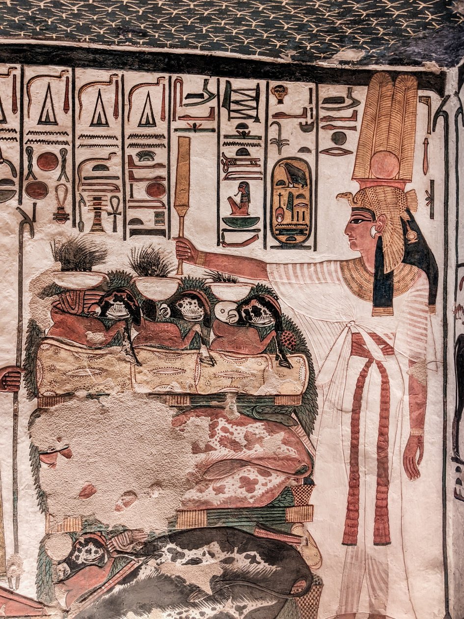 Nefertari afterlife -tarjous (seinämaalaus) tekijältä Egyptian 19th Dynasty