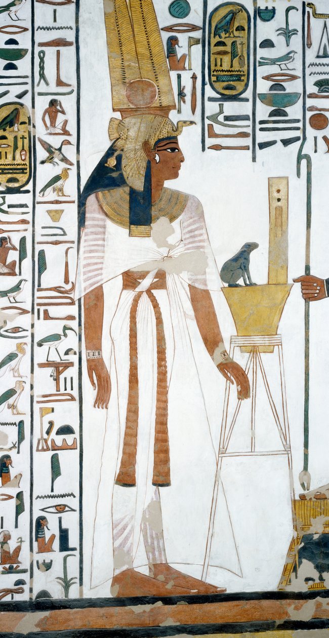 Nefertari, yksityiskohta freskoista Nefertarin haudan toisessa kammiossa, Queensin laakso, Luxor, Thebes (Unescon maailmanperintöluettelo) tekijältä Egyptian 19th Dynasty