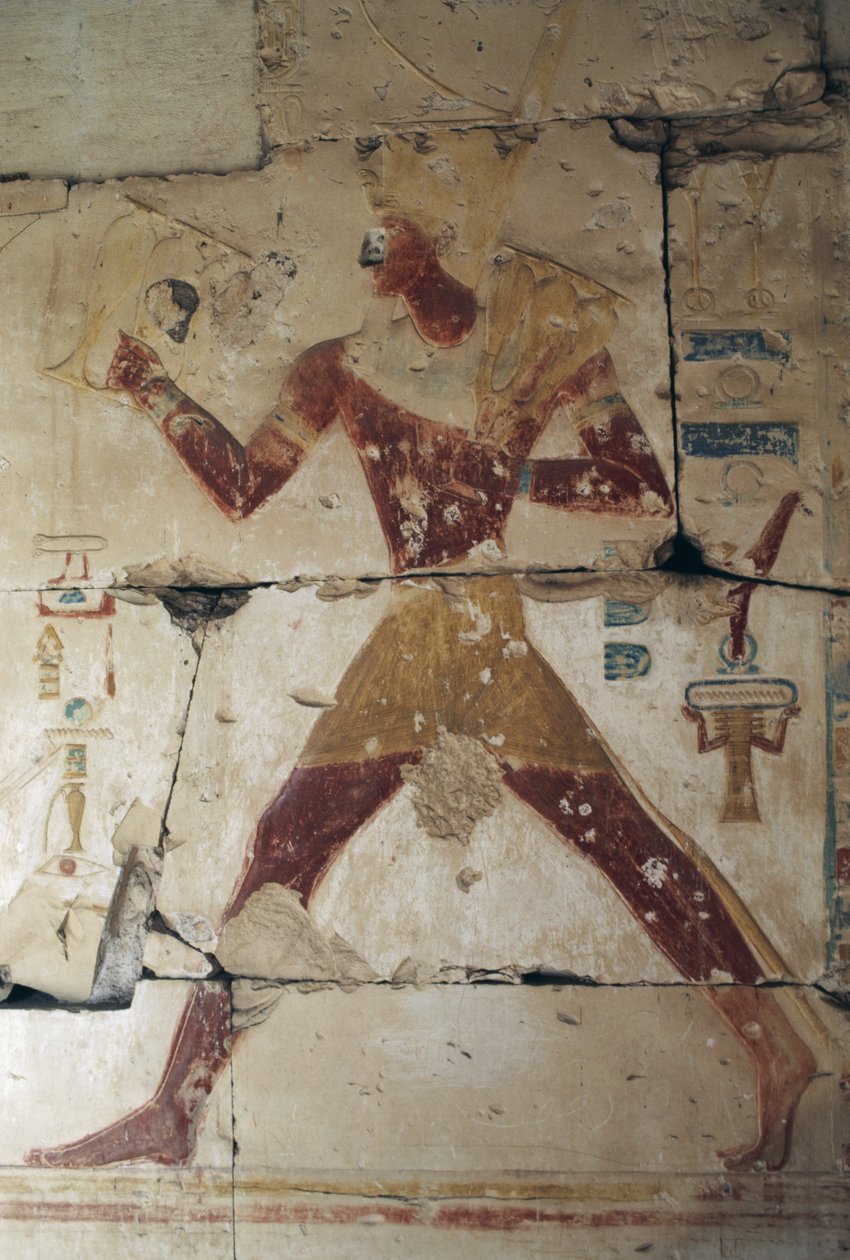 Faaraota esittävä maalattu reliefi, Ramses II:n temppeli, Abydos, Egypti, Egyptin sivilisaatio, Uusi valtakunta, XIX dynastia (kuva) tekijältä Egyptian 19th Dynasty