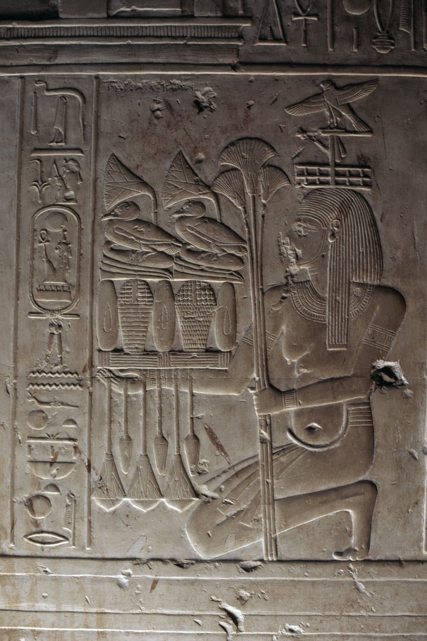 Relief, Hypostyle Hall, Seti I:n temppeli tekijältä Egyptian 19th Dynasty