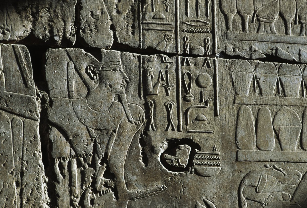 Relief, Amunin temppeli, Luxor, muinaiset Thebes (UNESCO:n maailmanperintöluettelo). tekijältä Egyptian 19th Dynasty
