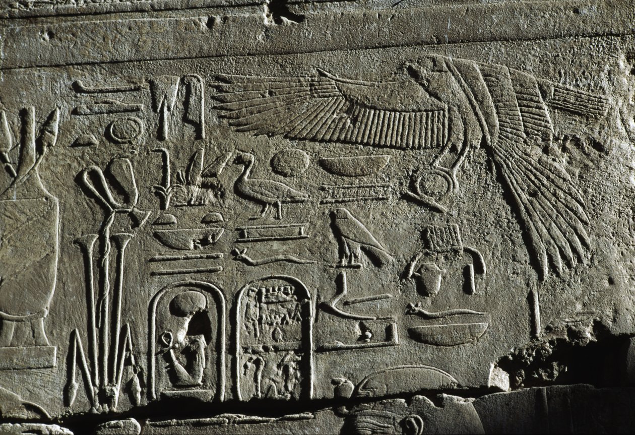 Reliefi, Amunin temppeli, Luxor, muinainen Thebe (Unescon maailmanperintöluettelo). tekijältä Egyptian 19th Dynasty