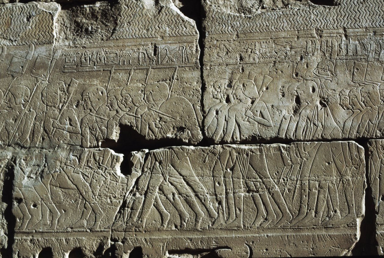 Reliefi, Amunin temppeli, Luxor, muinainen Thebe (Unescon maailmanperintöluettelo). tekijältä Egyptian 19th Dynasty