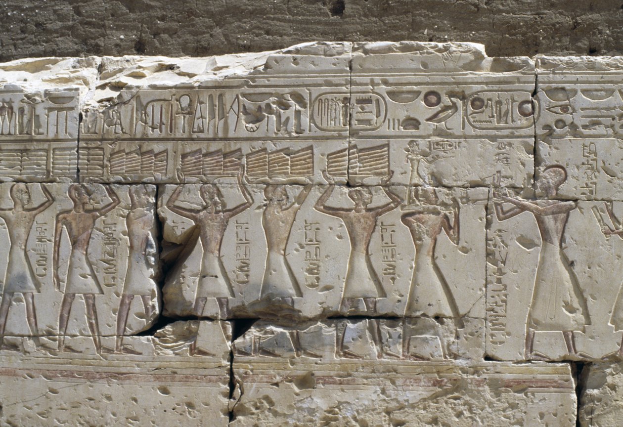 Reliefi, Ramses II:n temppeli, Abydos, Egypti, Egyptin sivilisaatio, Uusi valtakunta, XIX dynastia (kuva) tekijältä Egyptian 19th Dynasty