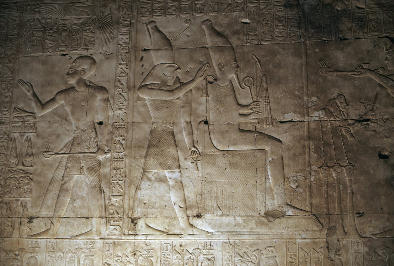 Reliefi, Seti I:n temppeli, Abydos, Egypti, Egyptin sivilisaatio, Uusi valtakunta, XIX dynastia (kuva) tekijältä Egyptian 19th Dynasty