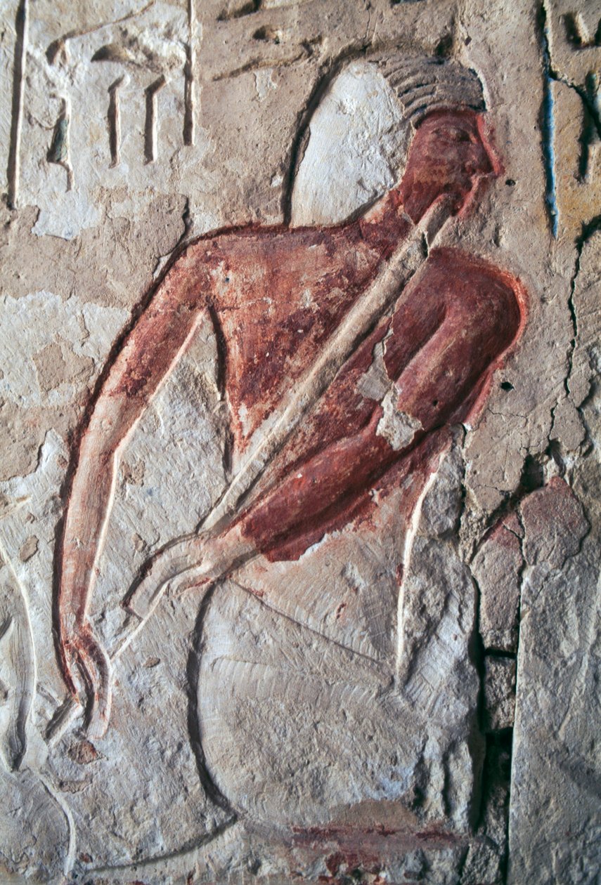 Huilunsoittajaa esittävä reliefi, Leteyan hauta, Saqqara, Egypti, Egyptin sivilisaatio, Uusi valtakunta, XIX dynastia tekijältä Egyptian 19th Dynasty