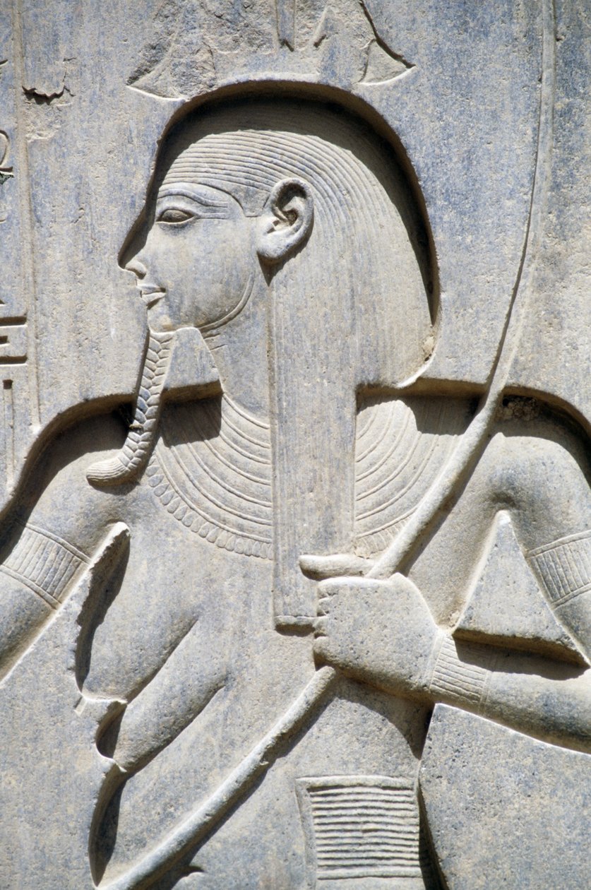 Reliefi Ramses II:n patsaan jalustasta, Ramses II:n hovi, Amunin temppeli, Luxor, muinainen Thebe (Unescon maailmanperintöluettelo). tekijältä Egyptian 19th Dynasty