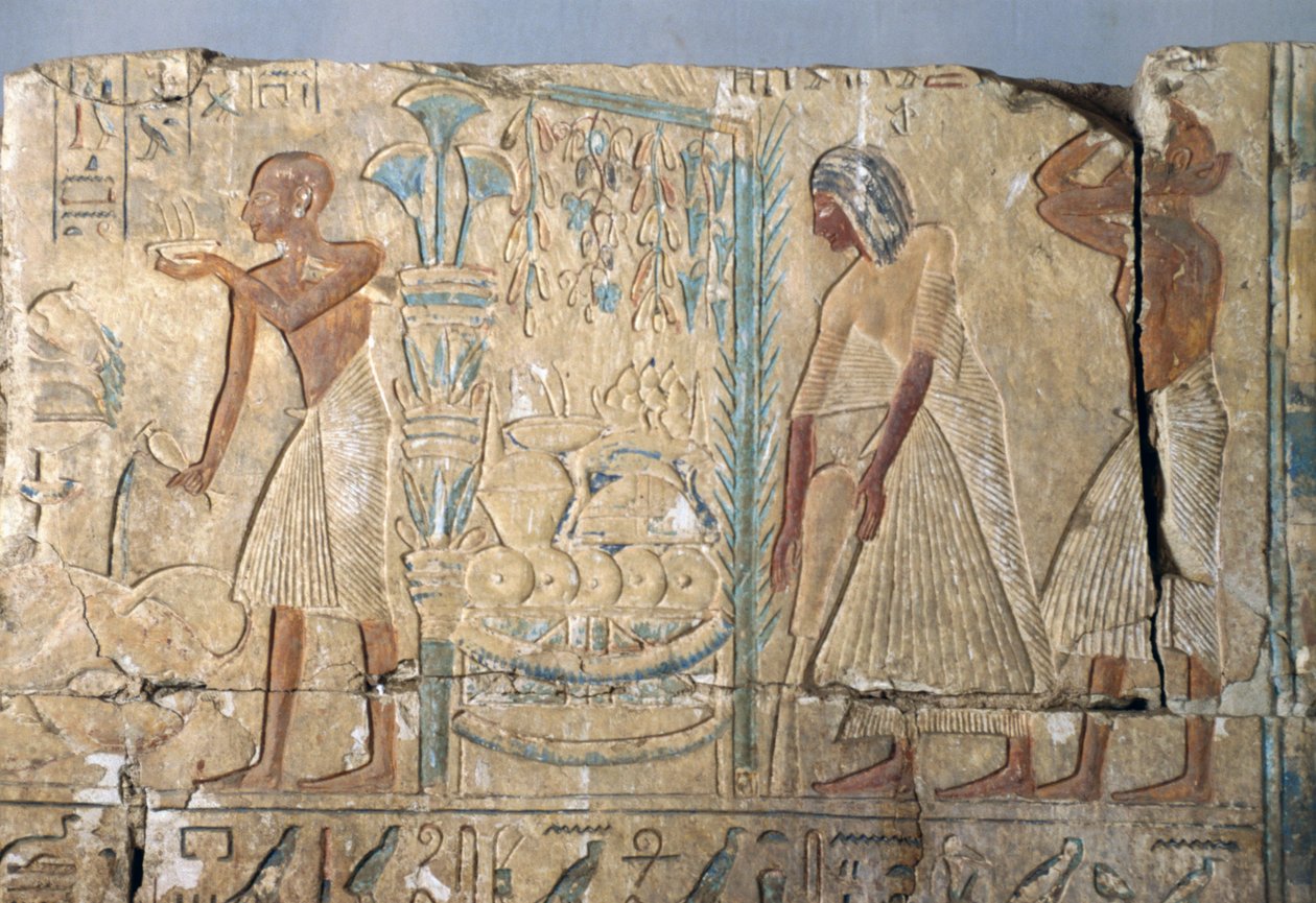 Reliefi Netcherouymesin haudasta, Ramesses II:n korkea virkamies, Saqqara, Egypti, Egyptin sivilisaatio, Uusi valtakunta, XIX dynastia tekijältä Egyptian 19th Dynasty