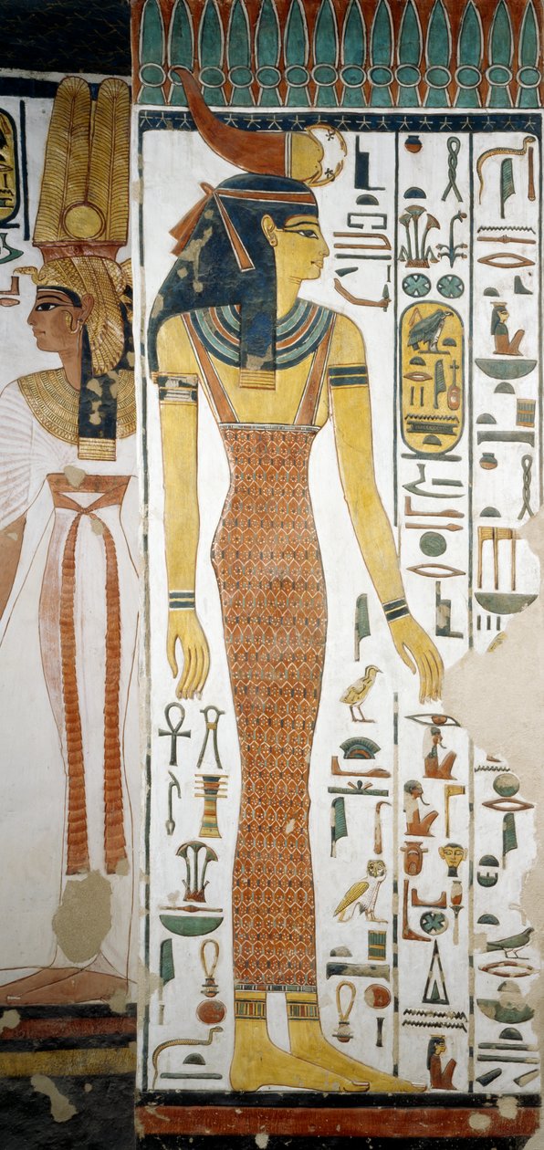 Selqet, yksityiskohta freskoista Nefertarin hautakammiossa, Queens Valley, Luxor, Thebes (Unescon maailmanperintöluettelo tekijältä Egyptian 19th Dynasty