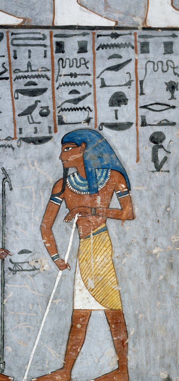 Atum jumala, fresko, hautakammio, Ramses I:n hauta (KV16), Kuninkaiden laakso, Thebes (Unescon maailmanperintöluettelo) tekijältä Egyptian 19th Dynasty