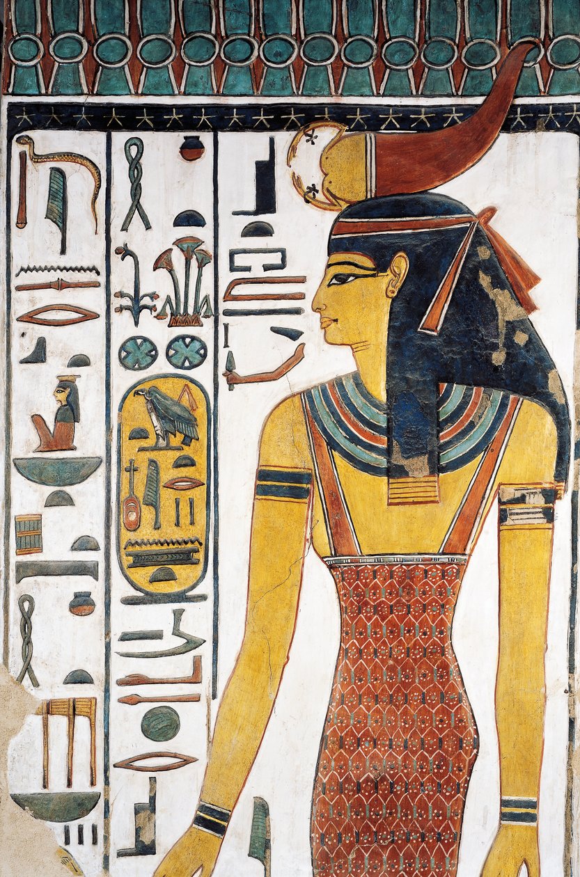 Jumalatar Selkis, fresko, sisäänkäynti eteiseen, Nefertarin hauta (QV66), Kuningattaren laakso, Thebes (Unescon maailmanperintöluettelo) tekijältä Egyptian 19th Dynasty