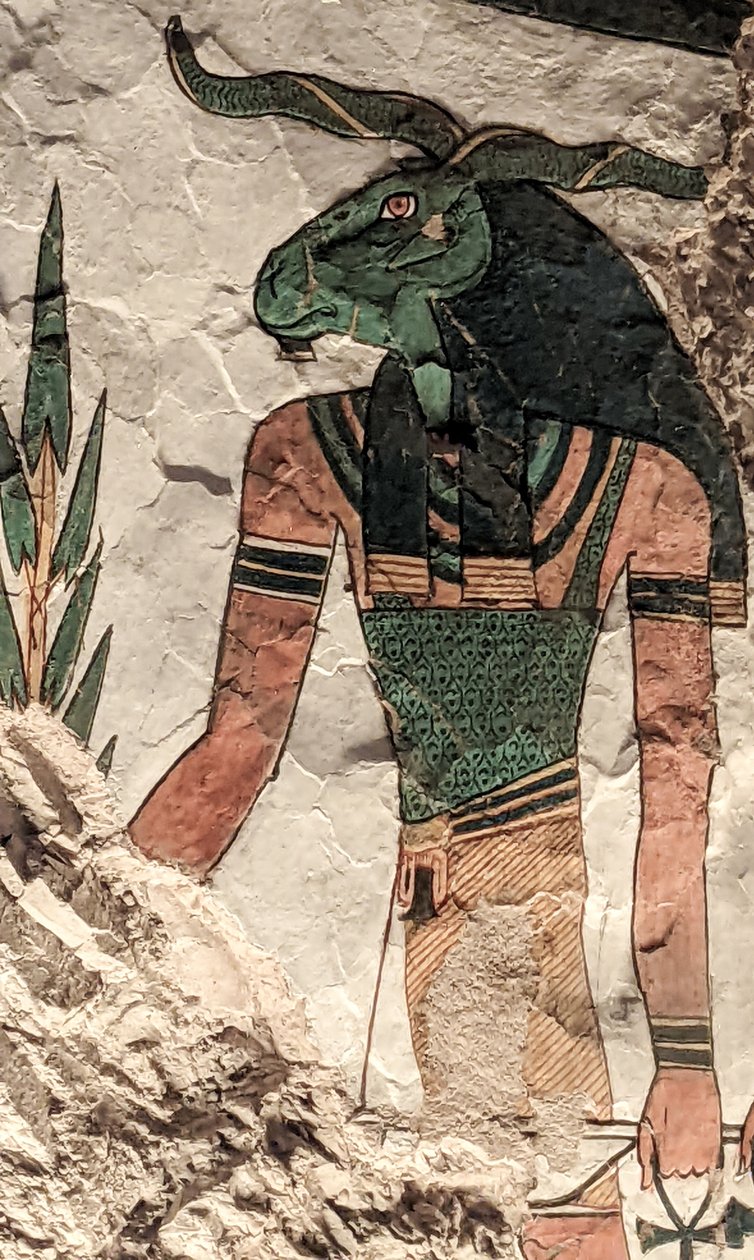 Sanansaattaja oinaanpäällä (seinämaalaus) tekijältä Egyptian 19th Dynasty
