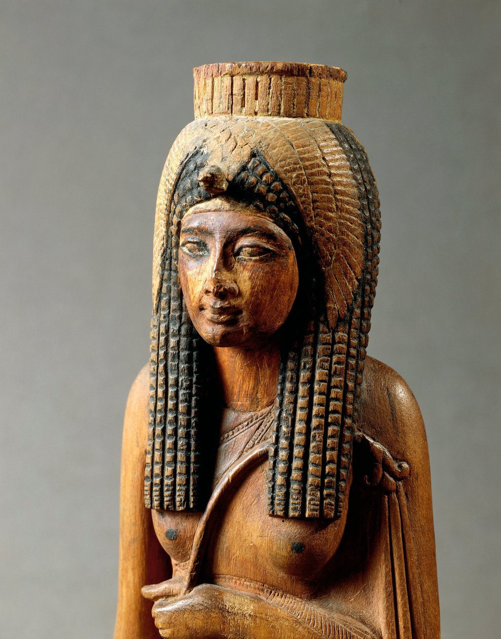 Ahmes Nefertarin, Amenhotep I:n vaimon, puinen patsas Deir el-Medinasta, yksityiskohta, rintakuva, Uusi valtakunta, XIX dynastia tekijältä Egyptian 19th Dynasty