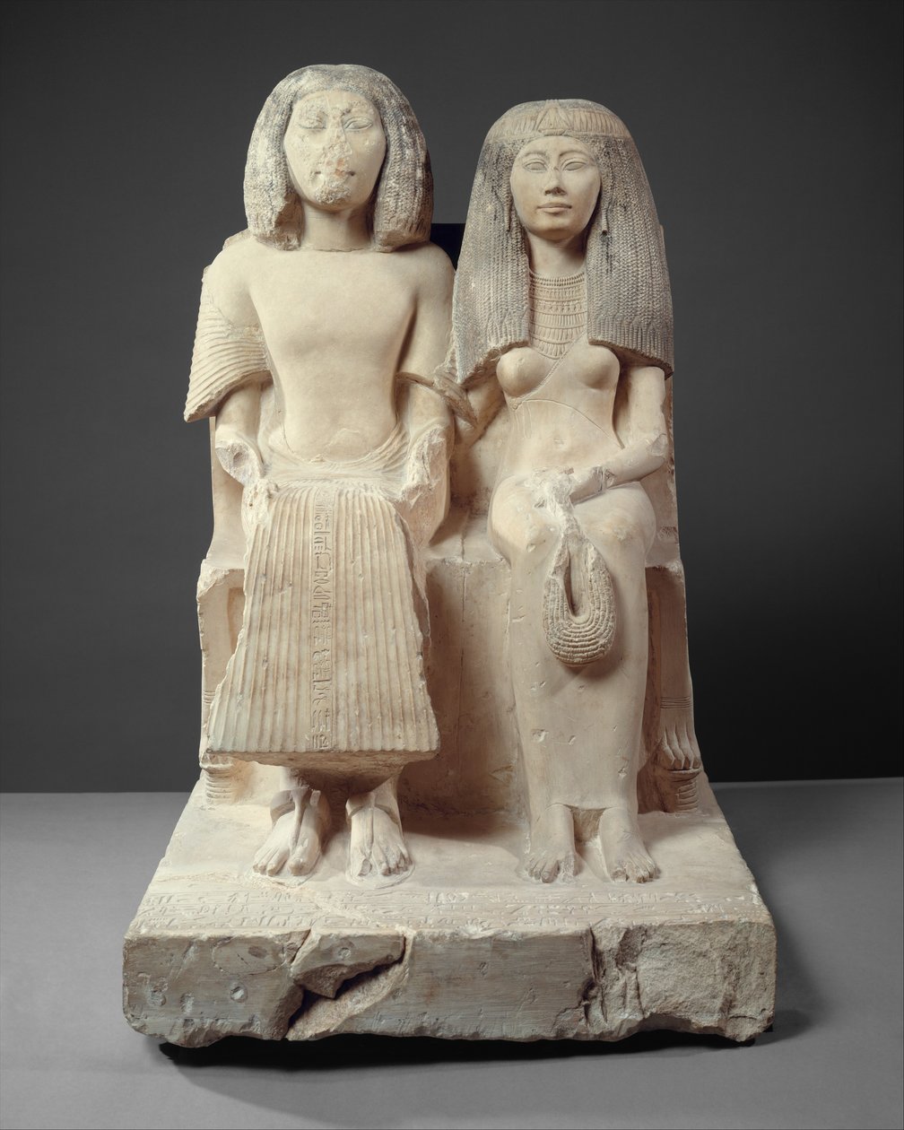 Yuny ja hänen vaimonsa Renenutet, noin 1280 eaa. (maalattu kalkkikivi) tekijältä Egyptian 19th Dynasty