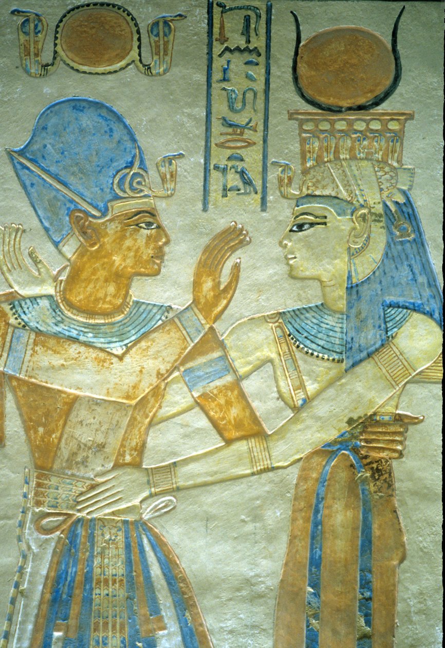 Muinainen Egypti, Ramses III syleilee Isis, Amon hir Khopshef hauta tekijältä Egyptian 20th Dynasty