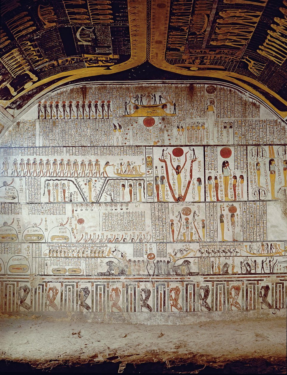 Yksityiskohta Maan kirjasta Ramses VI:n hautakammiosta (n. 1143-1136 eKr.) Uusi kuningaskunta (seinämaalaus) tekijältä Egyptian 20th Dynasty