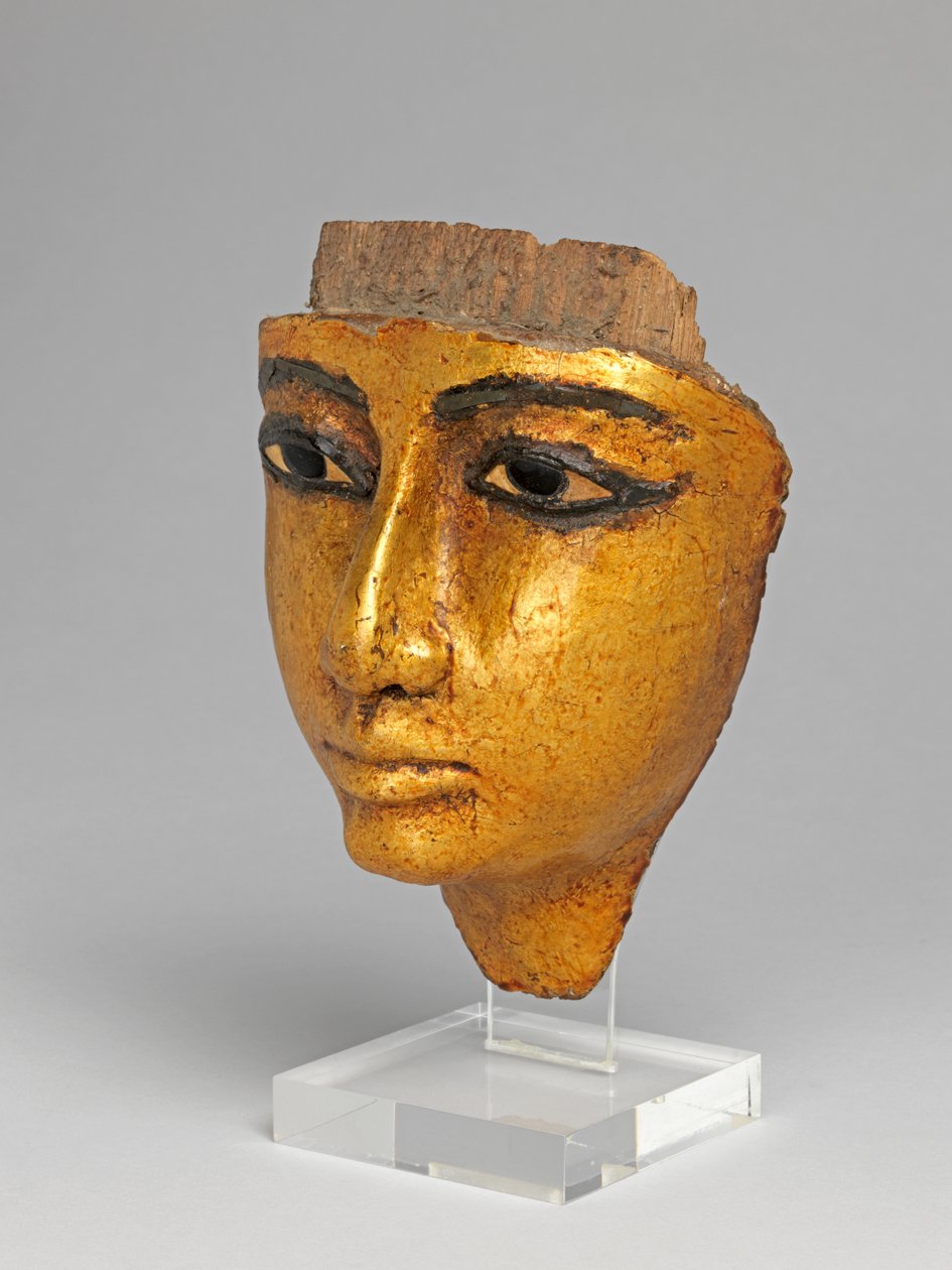Arkun kasvot, silmät ja kulmakarvat upotetut, kullatut tekijältä Egyptian 20th Dynasty