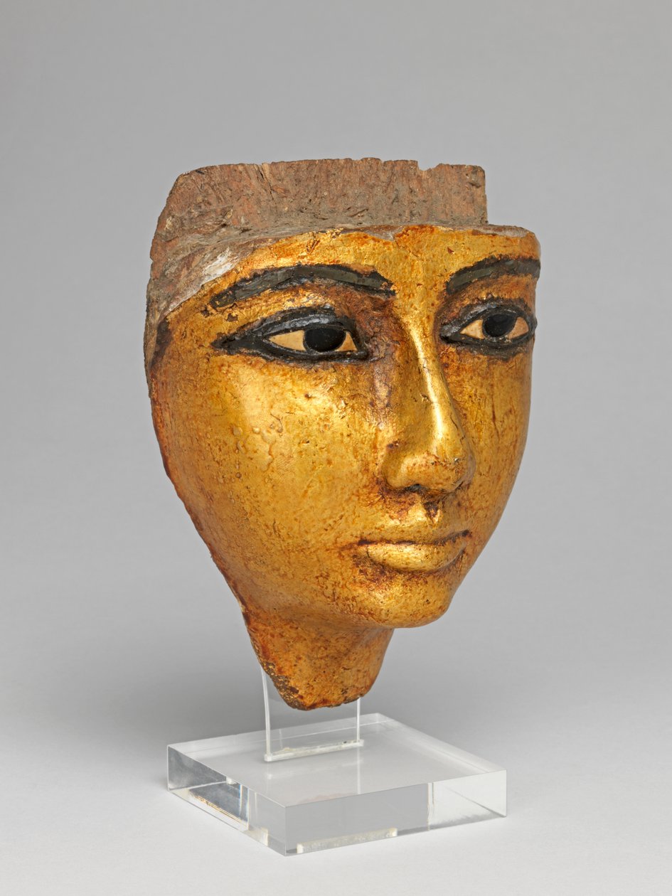 Arkun kasvot, silmät ja kulmakarvat upotetut, kullatut tekijältä Egyptian 20th Dynasty