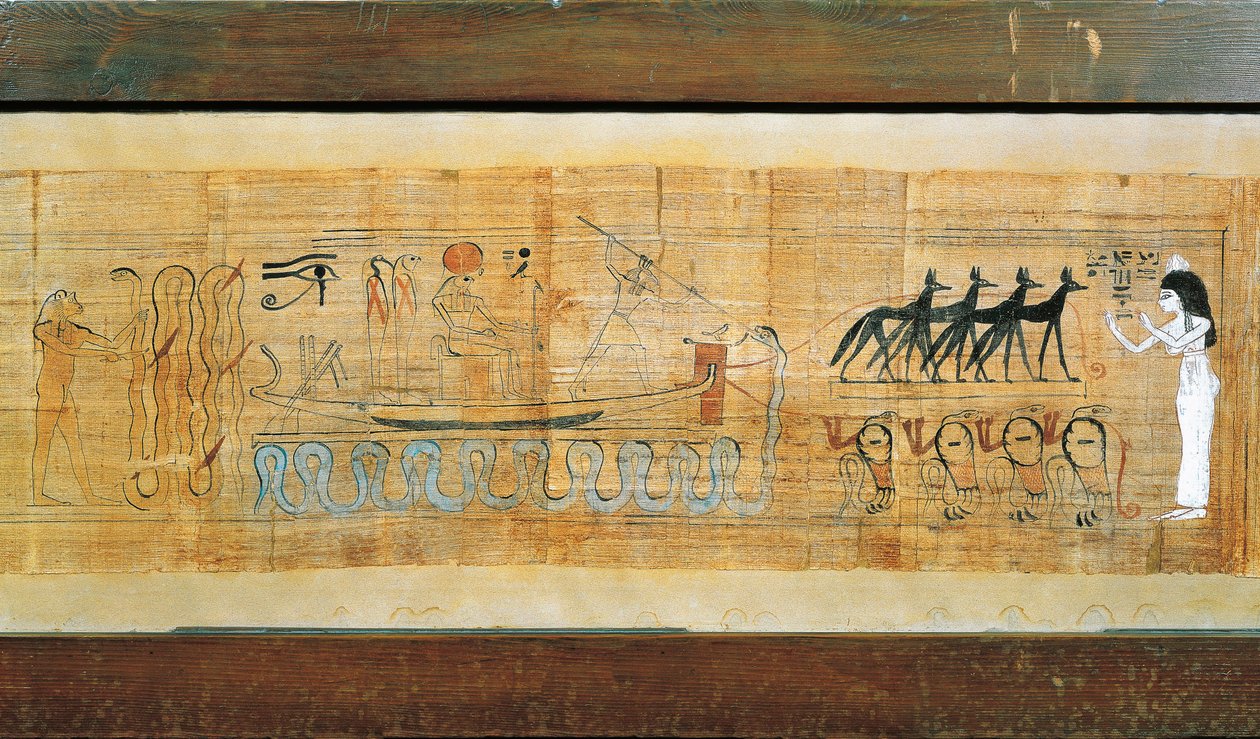 Heruben papyrus, jumalallisuus Sethin aurinkoveneessä tekijältä Egyptian 20th Dynasty
