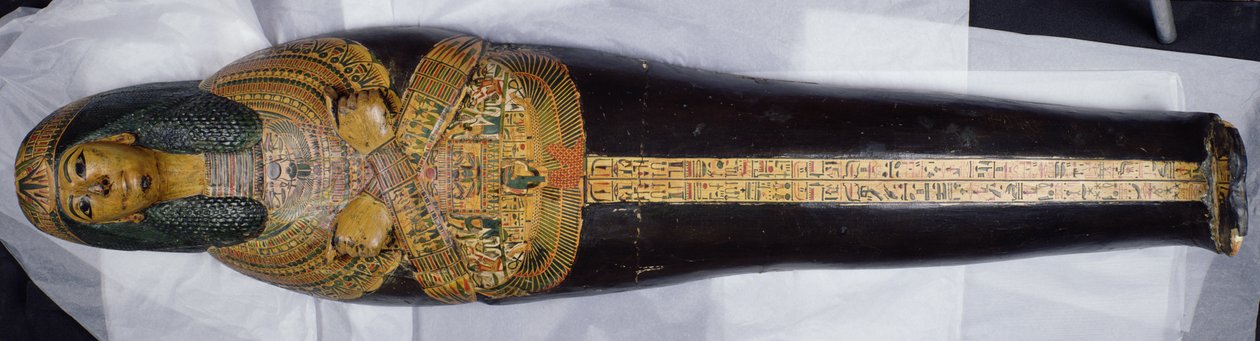 Nesyamunin muumion sisäkansi, mahdollisesti löydetty Deir El-Bahrista, Uudesta kuningaskunnasta, noin 1100 eKr. (maalattu puu) tekijältä Egyptian 20th Dynasty