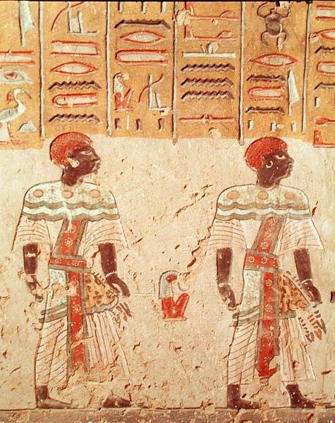 Nubialaiset Ramses III:n haudalta (n. 1184-1153 eKr.) Uusi kuningaskunta tekijältä Egyptian 20th Dynasty