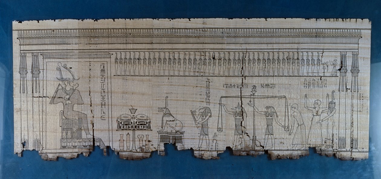Papyrus, joka kuvaa satiirista kohtausta, noin 1100 eKr., peräisin Ramses IX:n hallituskaudelta, Egyptin sivilisaatiosta, Uudesta kuningaskunnasta, XX-dynastiasta tekijältä Egyptian 20th Dynasty