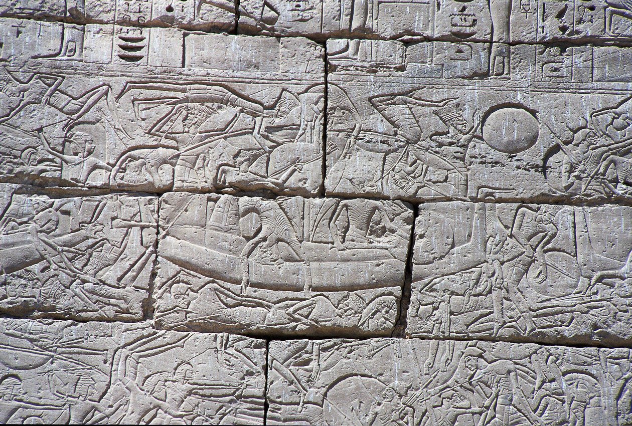 Merikansa, Ramses III:n meritaistelu, Medinet Habu, 1195-64 eKr. tekijältä Egyptian 20th Dynasty