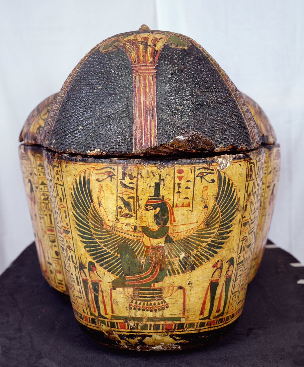 Nesyamunin muumion arkun yläpää, mahdollisesti löydetty Deir El-Bahrista, Uudesta kuningaskunnasta, noin 1100 eKr. (maalattu puu) tekijältä Egyptian 20th Dynasty