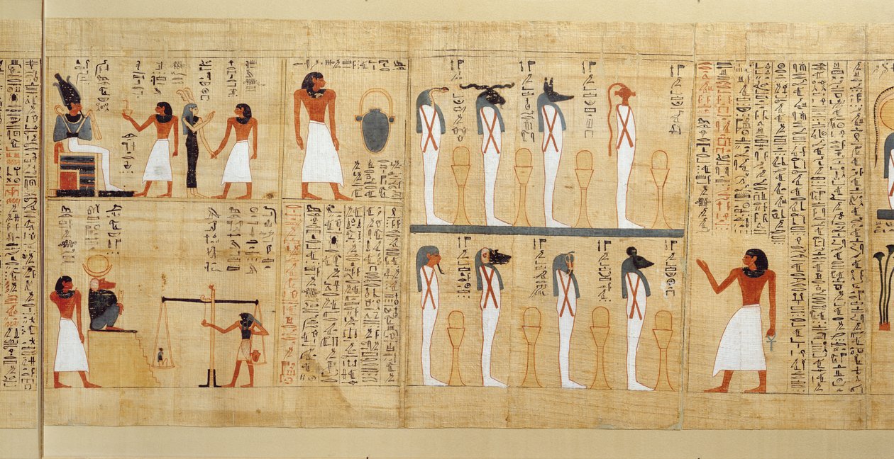 Imenemsaoufin mytologinen papyrus, kolmas välikausi, noin 1000 eKr. (maalattu papyrus) (yksityiskohta) tekijältä Egyptian 21st Dynasty