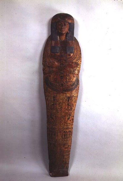 Laulaja Tentamonin sarkofagikotelo, kolmas välikausi (monivärinen puu) tekijältä Egyptian 21st Dynasty