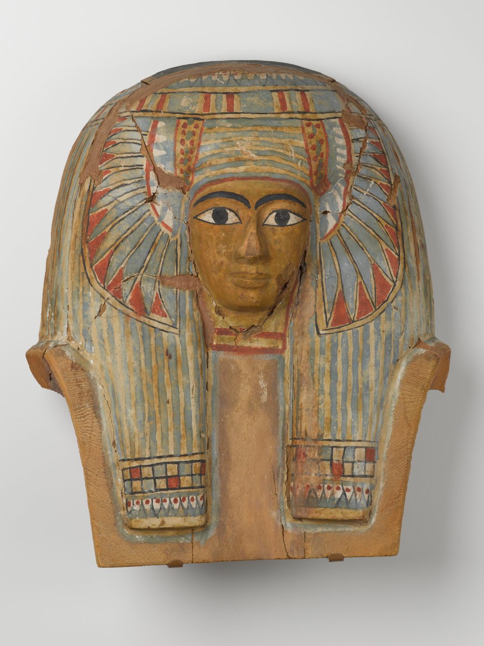 Kasvot puisesta arkun kannesta, n. 945-715 eKr. (puu gessolla ja maalilla) tekijältä Egyptian 22nd Dynasty