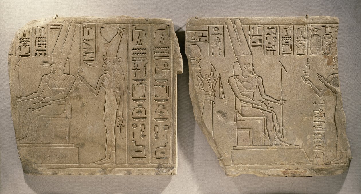Amun-Re ja Mut, Karnakista, Thebesta, myöhäiskausi (hiekkakivi) tekijältä Egyptian 25th Dynasty