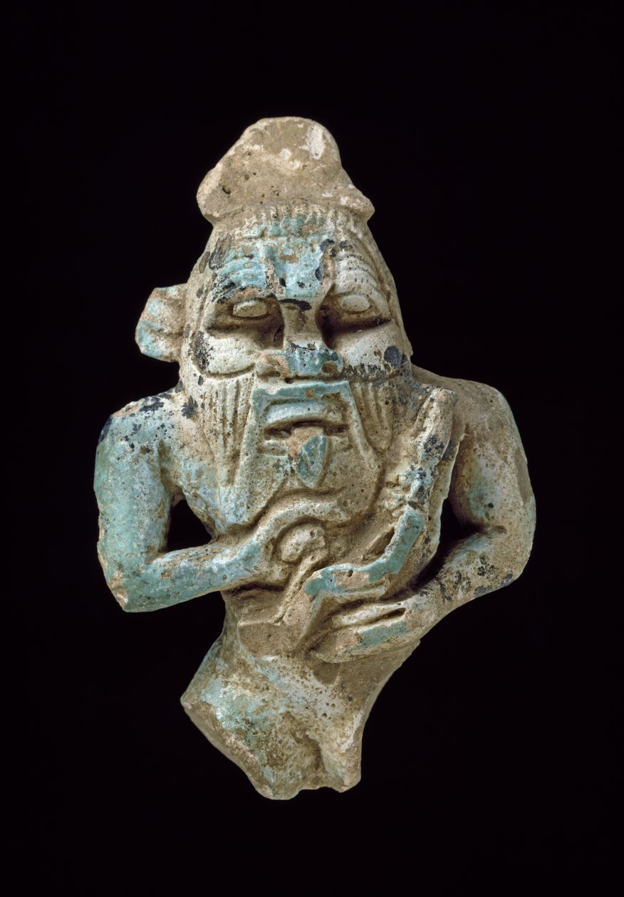 Fajansi-amuletti Besistä imettämässä Horusta, n. 770-715 eKr. lasitettu fajanssi tekijältä Egyptian 25th Dynasty