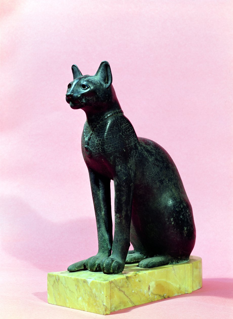Veistos kissasta, myöhäinen aika (pronssi) tekijältä Egyptian 26th Dynasty
