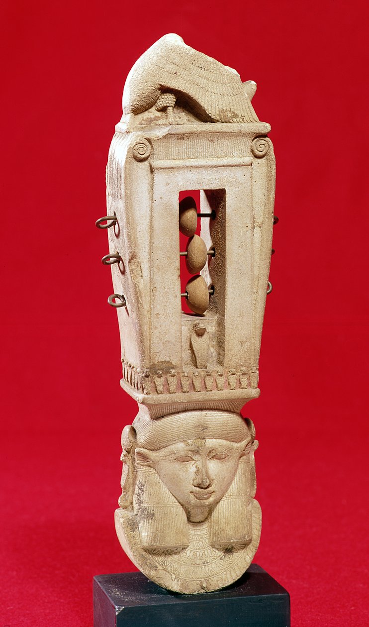 Sistrum, Saite-kausi (kalkkikivi) tekijältä Egyptian 26th Dynasty