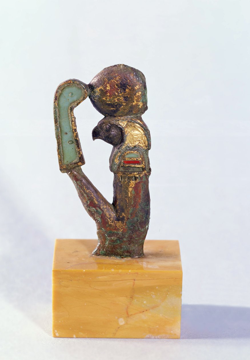 Re-jumala, Saite-kausi (pronssia ja kultaa lasitahnalla päällystettynä) tekijältä Egyptian 26th Dynasty