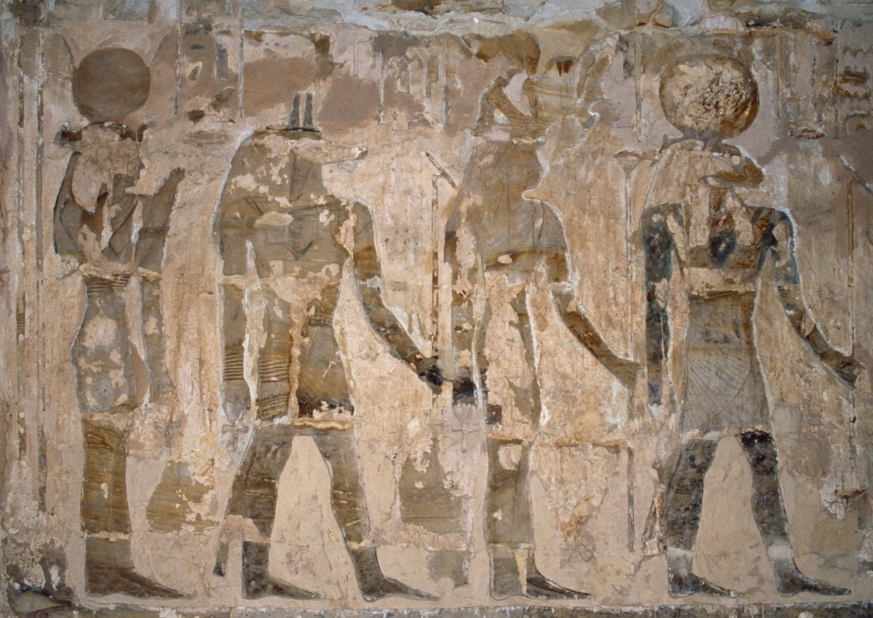 Seinämaalauksia, Ain El Meftlan temppeli, Bahariya Oasis, Giza, Egypti, 26. dynastia (663-525 eKr.) tekijältä Egyptian 26th Dynasty