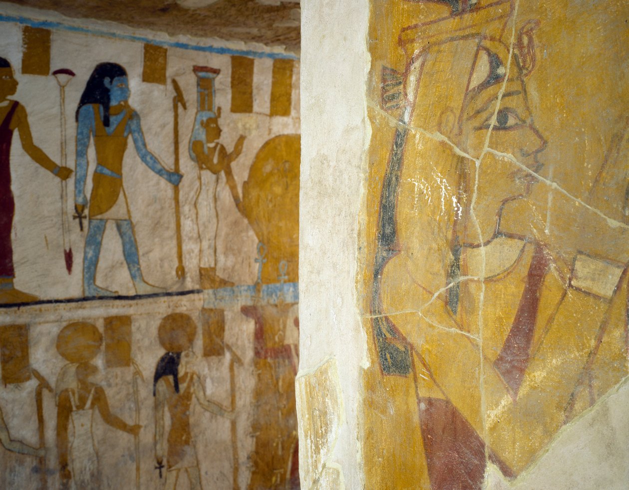 Seinämaalauksia Pa Nentwyn haudasta, Bahariya Oasis, Giza, Egyptin sivilisaatio, 26. dynastia, 663-525 eKr. tekijältä Egyptian 26th Dynasty